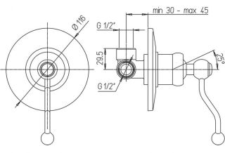 Встраиваемый смеситель для душа Paini Duomo 88CR690 хром